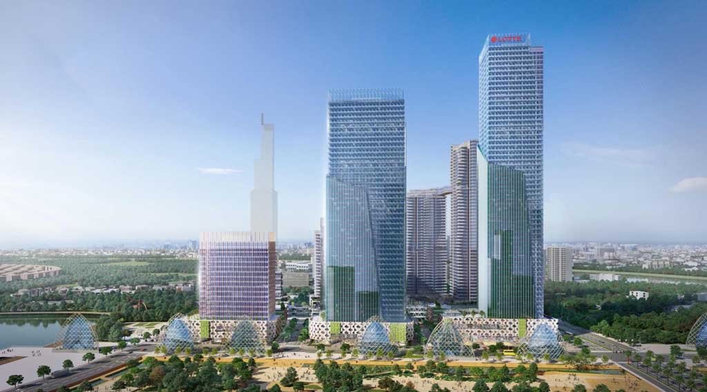 Phối cảnh toà tháp căn hộ Lotte Eco Smart City Thủ Thiêm