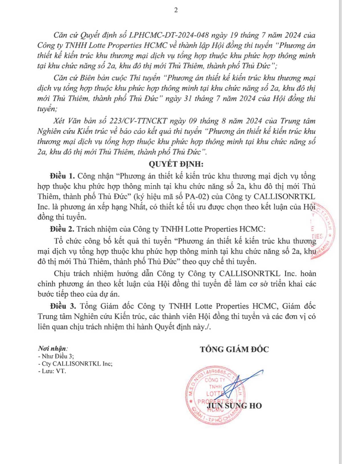 Quyết định phương án thiết kế kiến trúc Lotte Thủ Thiêm