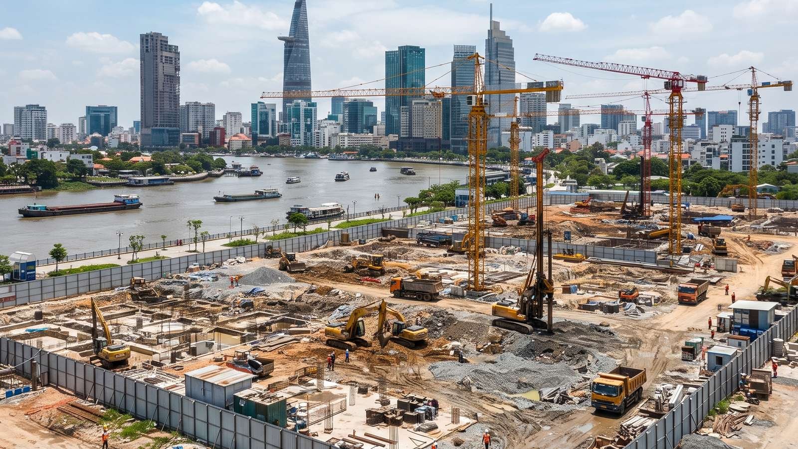 Công trường dự án Lotte Eco Smart City Thủ Thiêm tại khu chức năng 2A đang được chuẩn bị mặt bằng