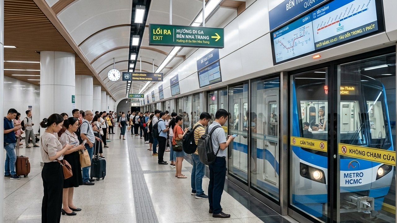 Nội thất ga ngầm tuyến metro số 2 đoạn Bến Thành - Thủ Thiêm