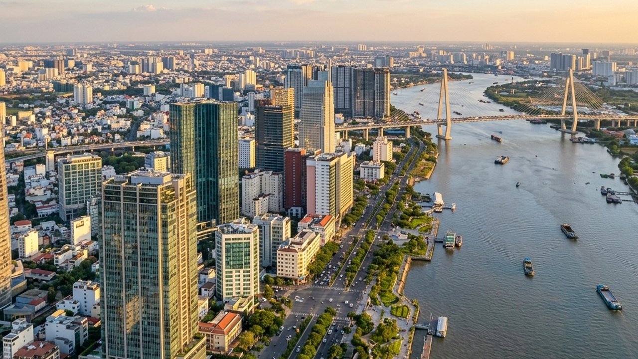 Ha tang giao thong ket noi Lotte Thu Thiem nhin tu tren cao