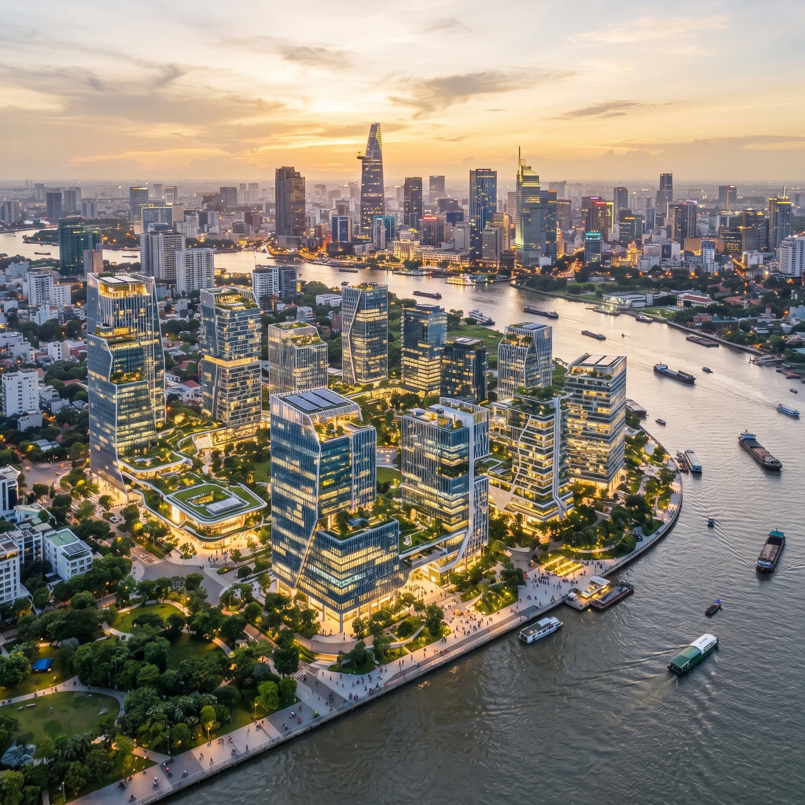Phối cảnh Lotte Eco Smart City Thủ Thiêm trong Khu đô thị mới Thủ Thiêm, lõi Trung tâm Tài chính Quốc tế TP.HCM