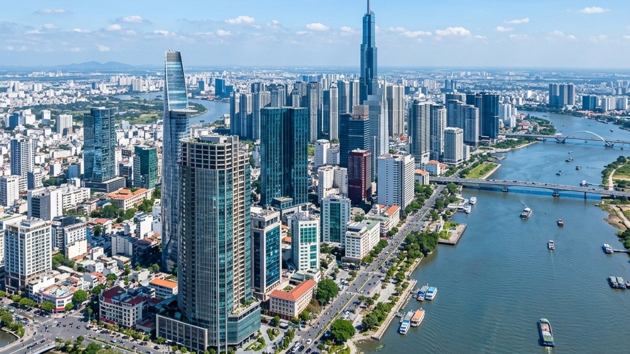 Khu đô thị ven sông hiện đại minh họa vị trí dự án Lotte Thủ Thiêm sau thương vụ Phát Đạt sở hữu 35% vốn
